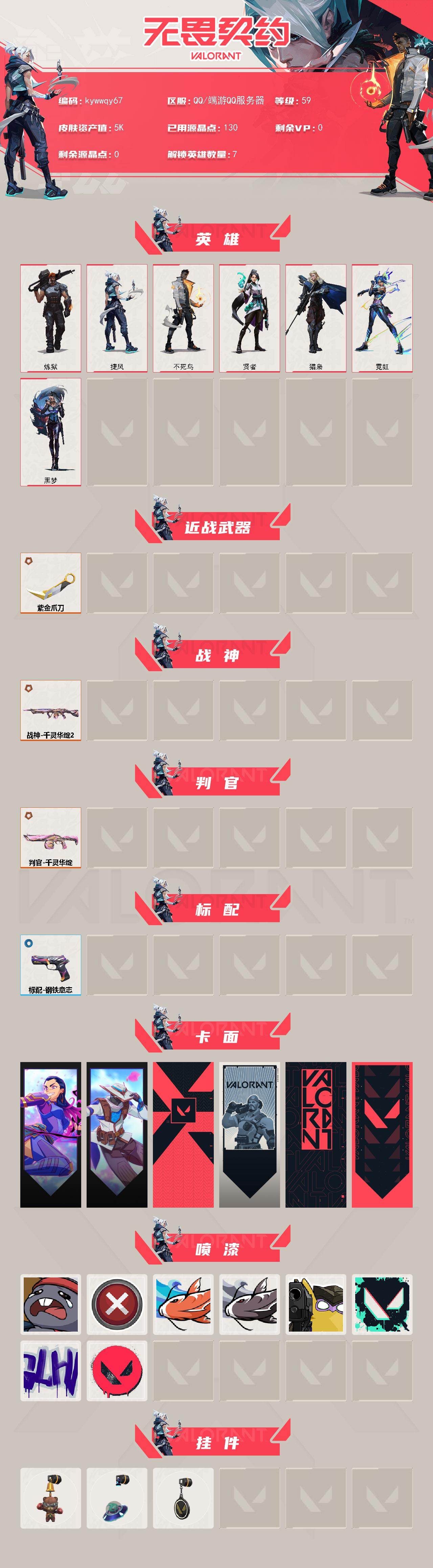 WWQLX429833无畏契约账号详情图2