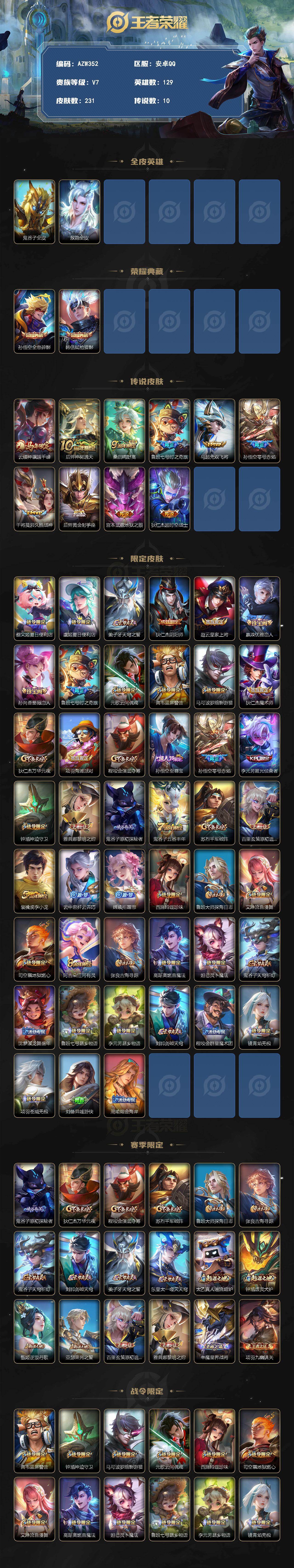 WZQM4294629王者荣耀账号详情图3