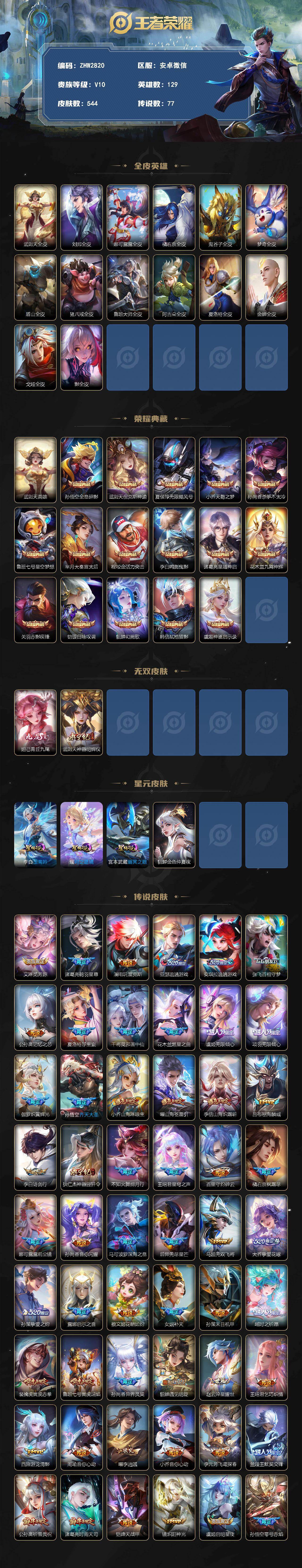 WZLX4299350王者荣耀账号详情图2