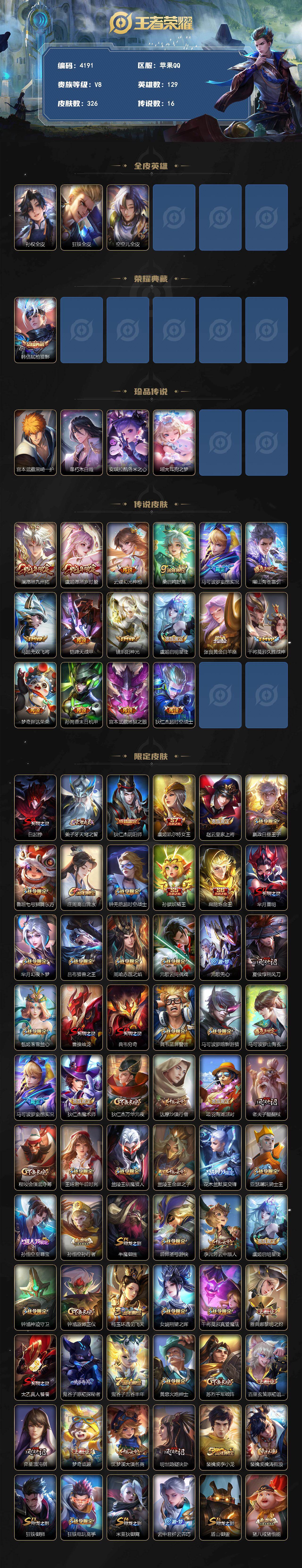 WZQM4307434王者荣耀账号详情图3