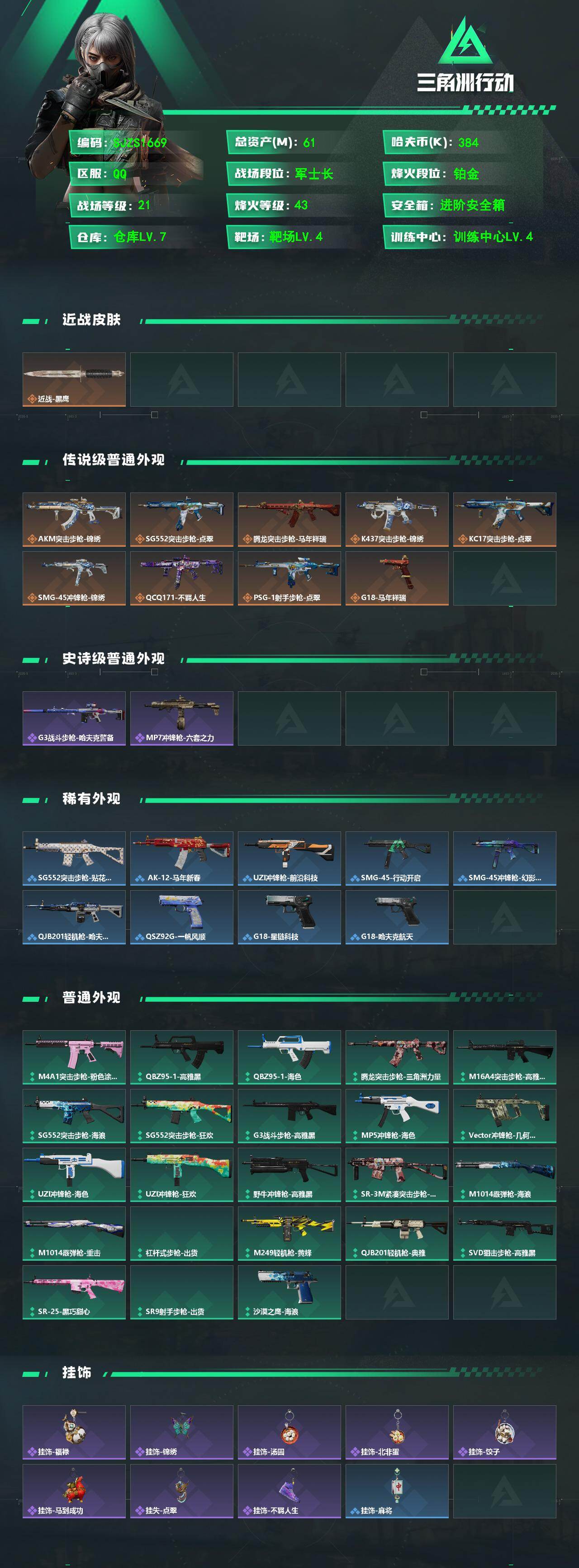 SJZEY4100619三角洲行动账号详情图2 SJZEY4100619三角洲行动账号详情图2