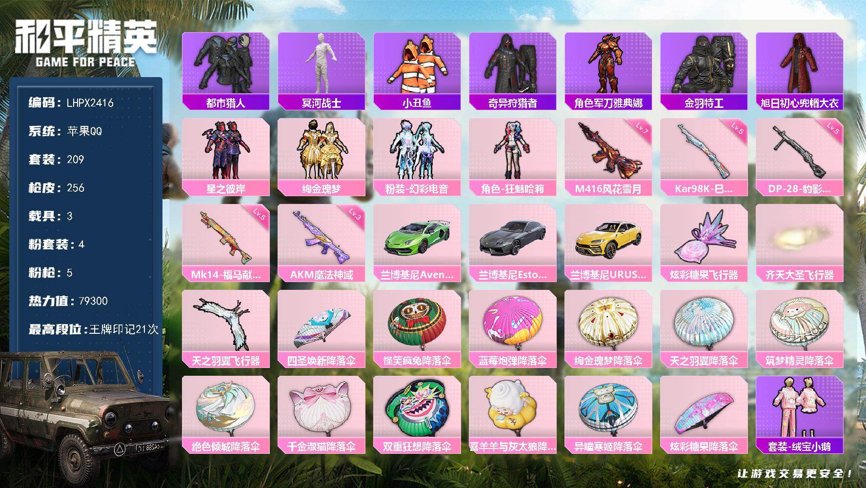 HPLX4175953和平精英账号详情图13