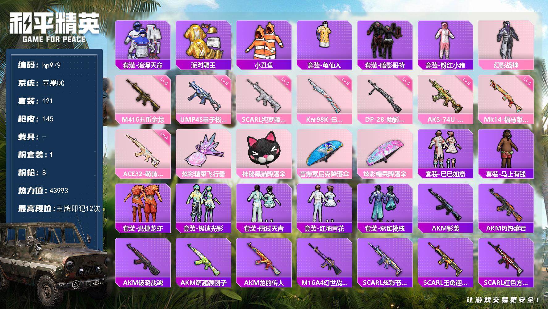 HPLX4176996和平精英账号详情图5