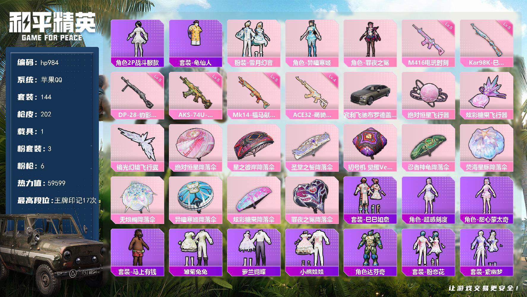 HPLX4178574和平精英账号详情图5