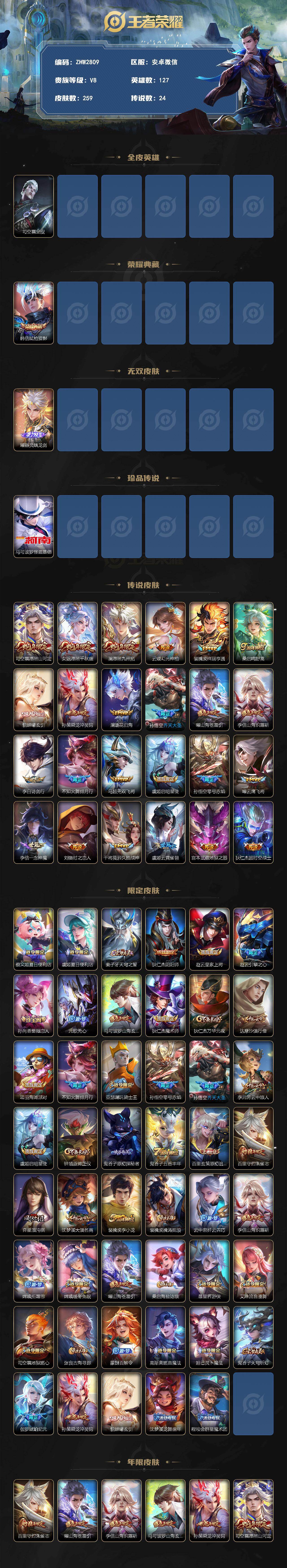 WZLX4315166王者荣耀账号详情图2