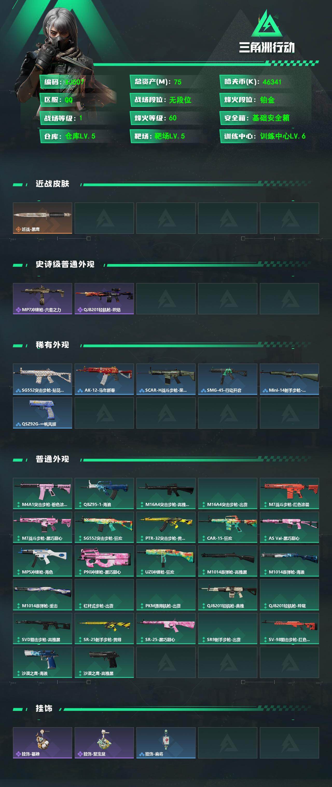 SJZQM4110552三角洲行动账号详情图3