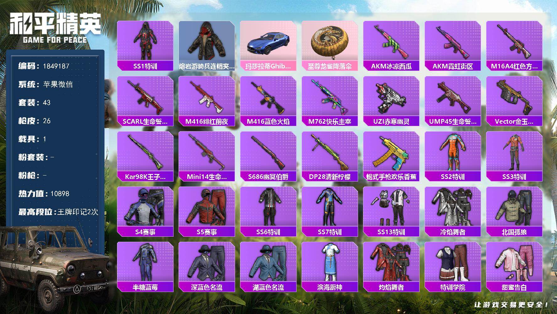 HPQM4196109和平精英账号详情图3