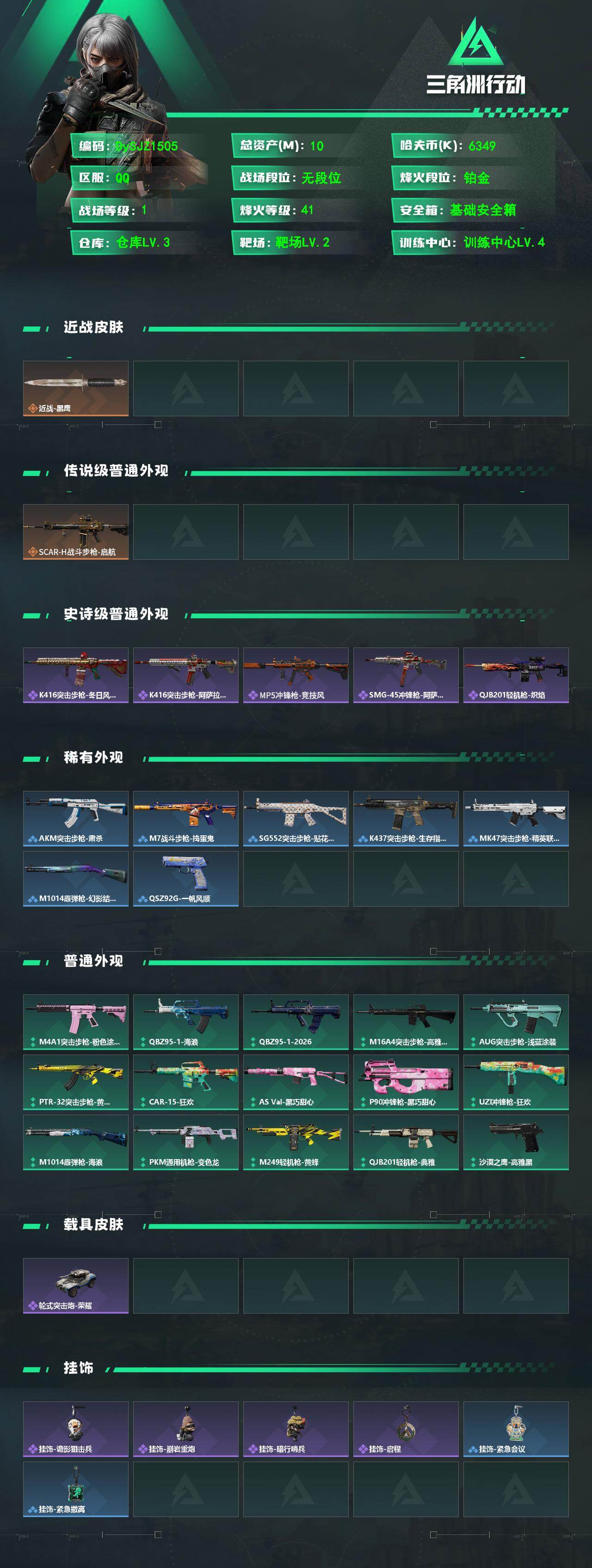 SJZYYT4130421三角洲行动账号详情图2 SJZYYT4130421三角洲行动账号详情图2