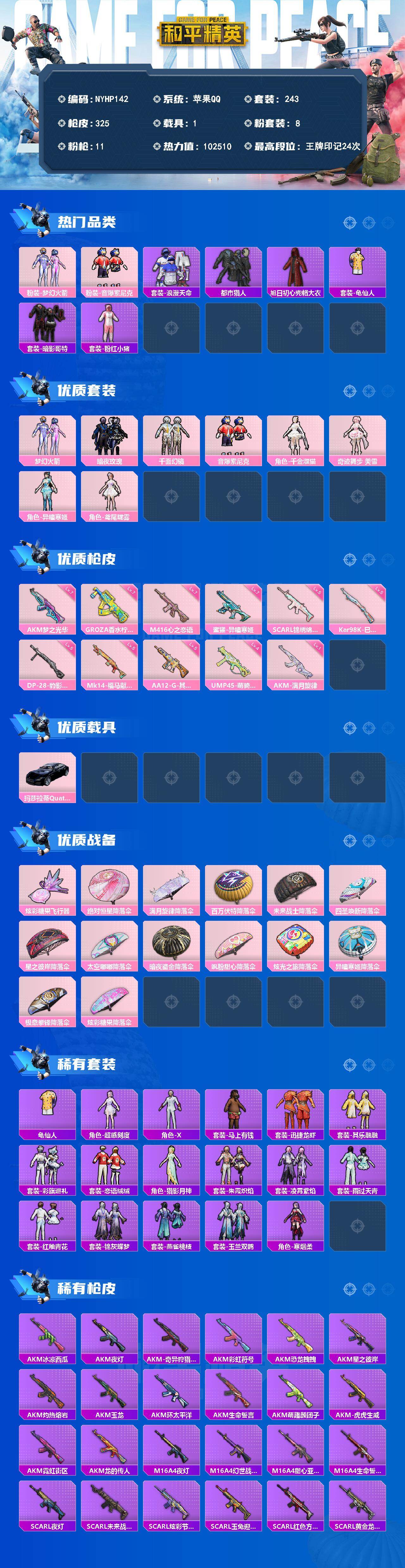 HPLX4247913和平精英账号详情图2