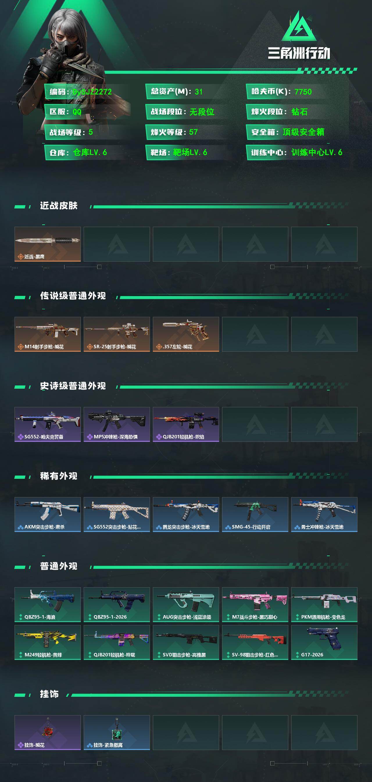 SJZYYT4154106三角洲行动账号详情图2 SJZYYT4154106三角洲行动账号详情图2