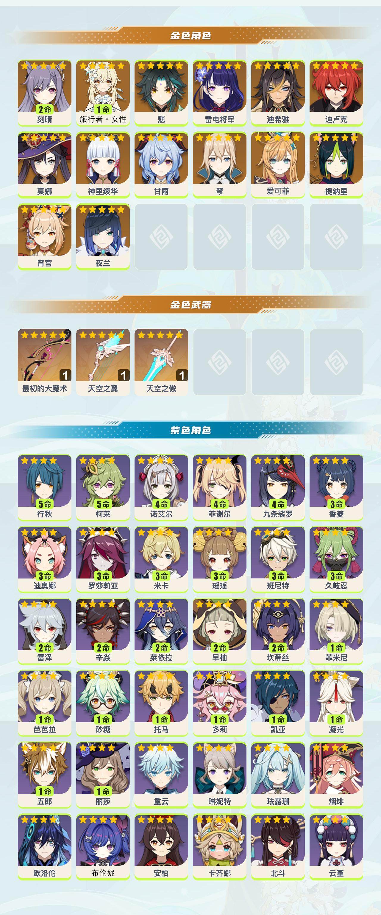 YSEY47340原神账号详情图2 YSEY47340原神账号详情图2