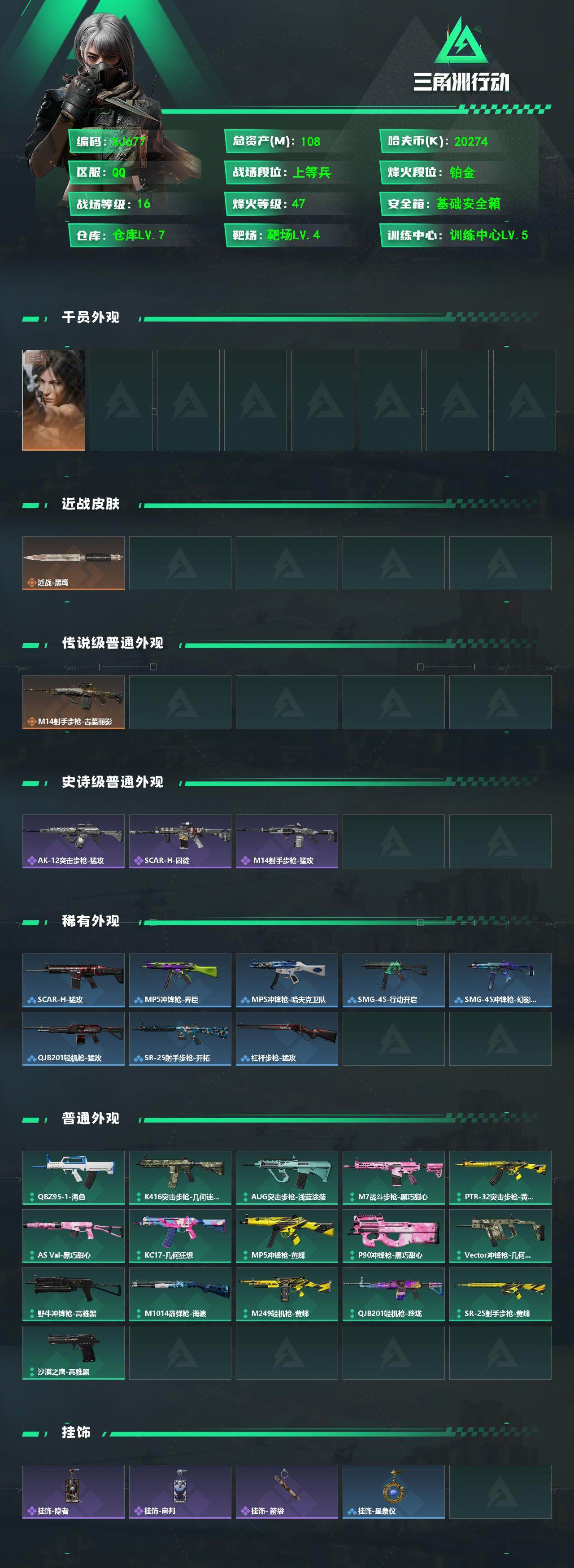 SJZQM4164695三角洲行动账号详情图3 SJZQM4164695三角洲行动账号详情图3