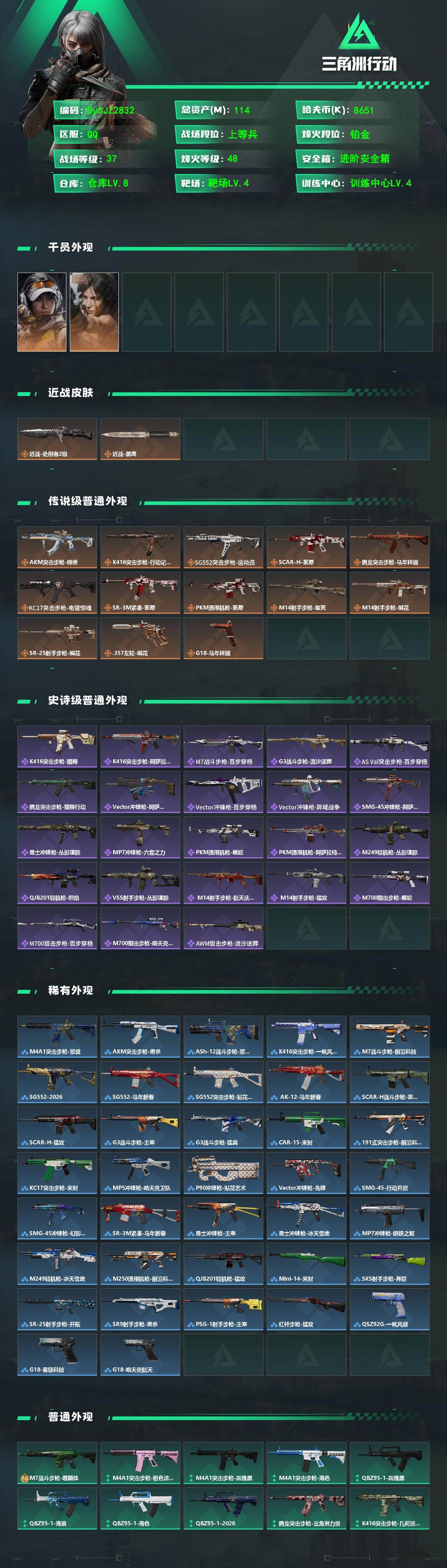 SJZYYT4167411三角洲行动账号详情图2 SJZYYT4167411三角洲行动账号详情图2
