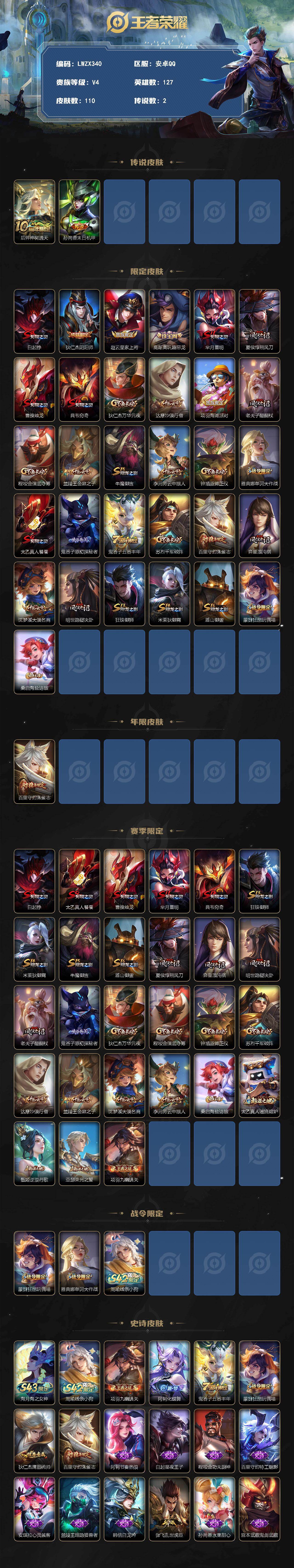 WZLE4441775王者荣耀账号详情图2