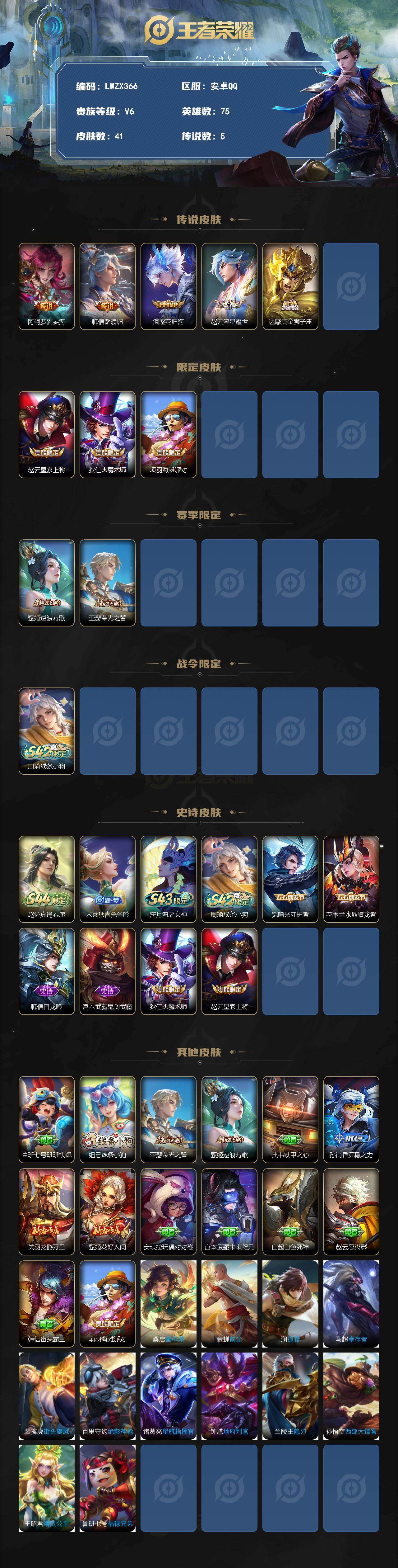 WZLE4448810王者荣耀账号详情图2