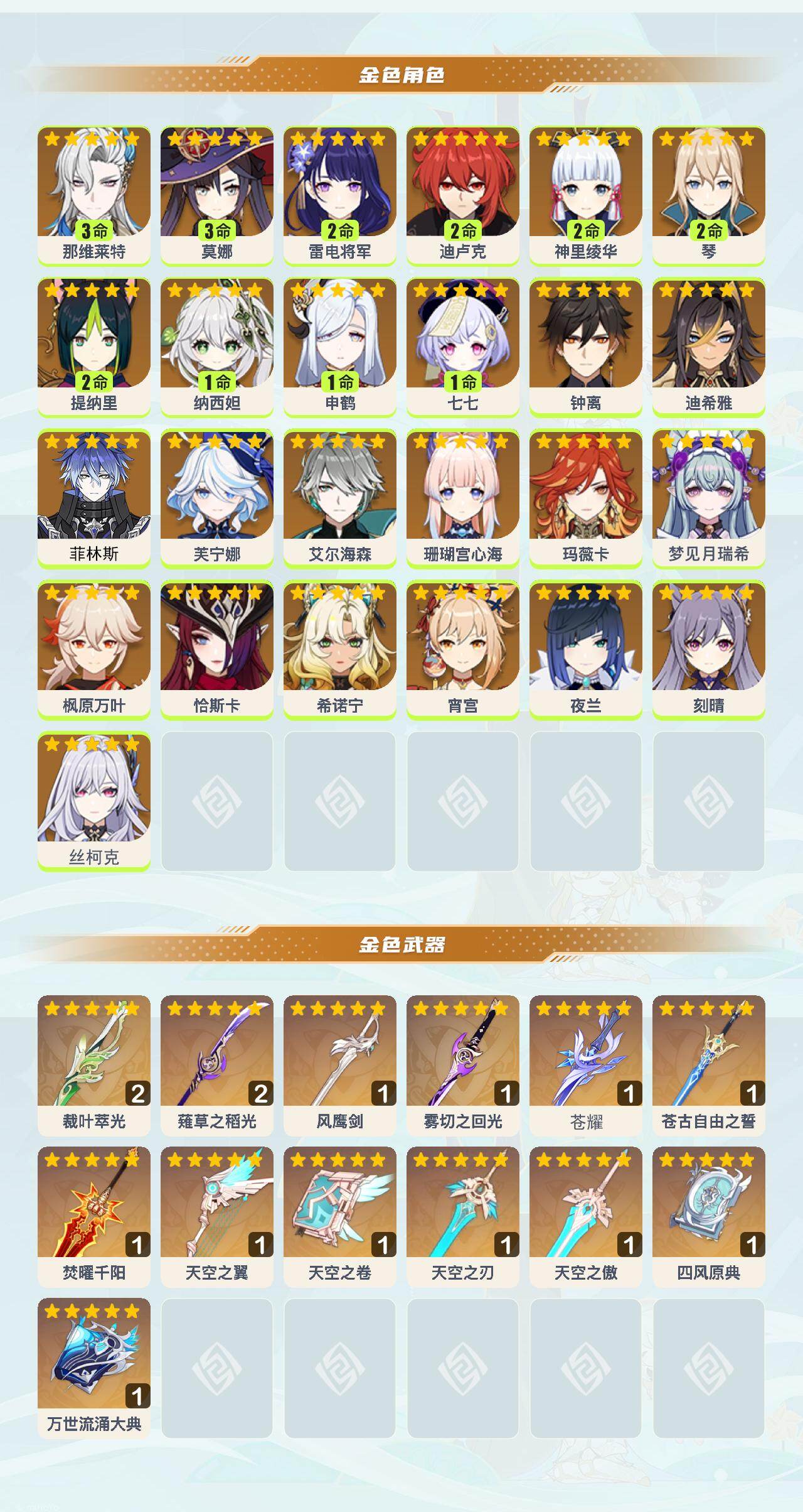 YSEY47998原神账号详情图3 YSEY47998原神账号详情图3