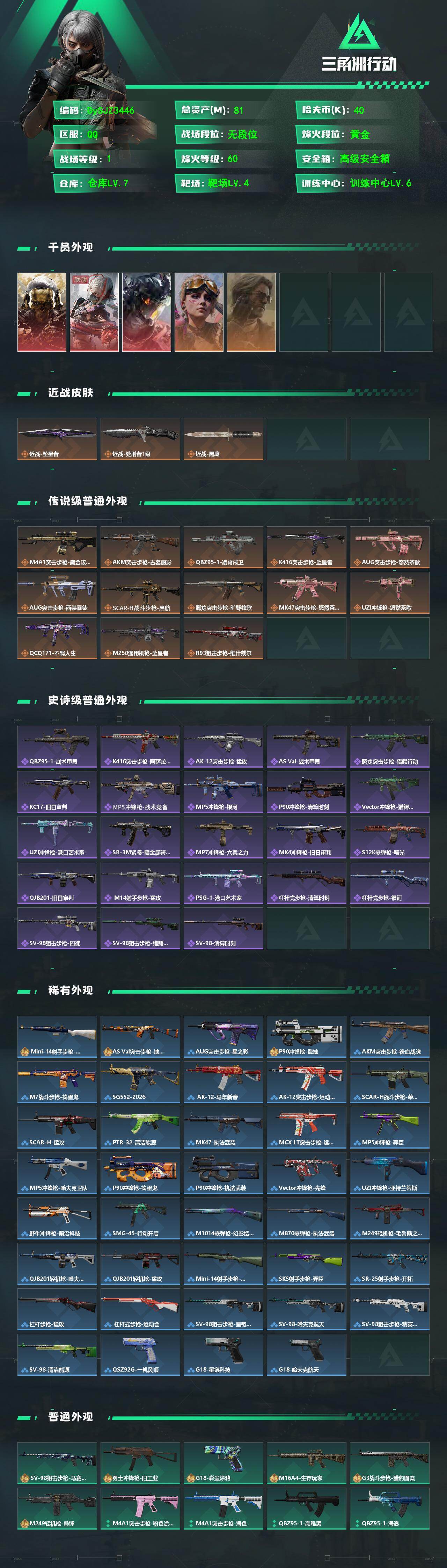 SJZYYT4191028三角洲行动账号详情图2 SJZYYT4191028三角洲行动账号详情图2