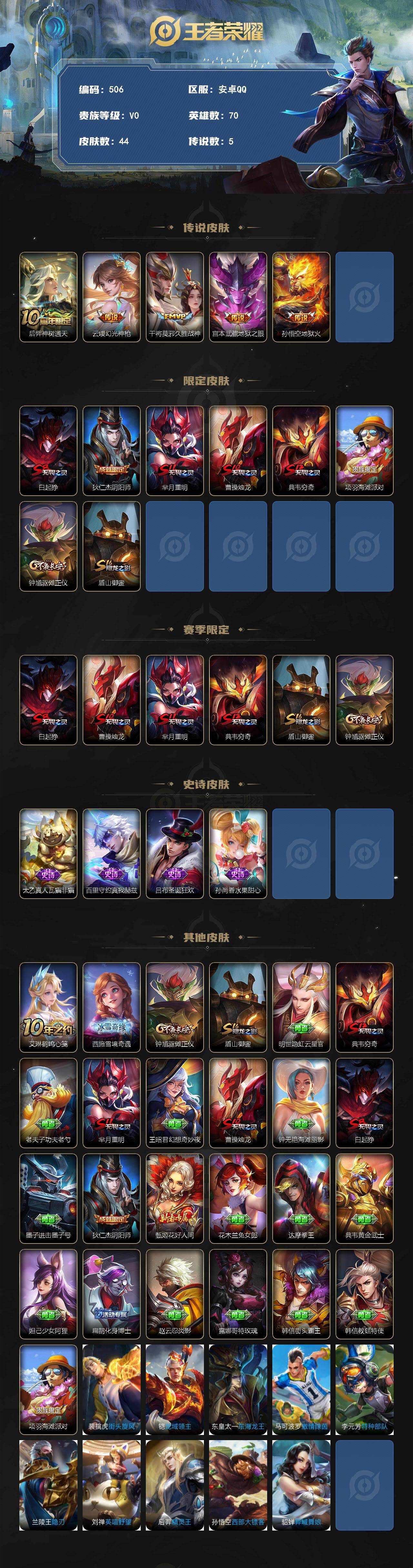 WZLX4486123王者荣耀账号详情图2 WZLX4486123王者荣耀账号详情图2
