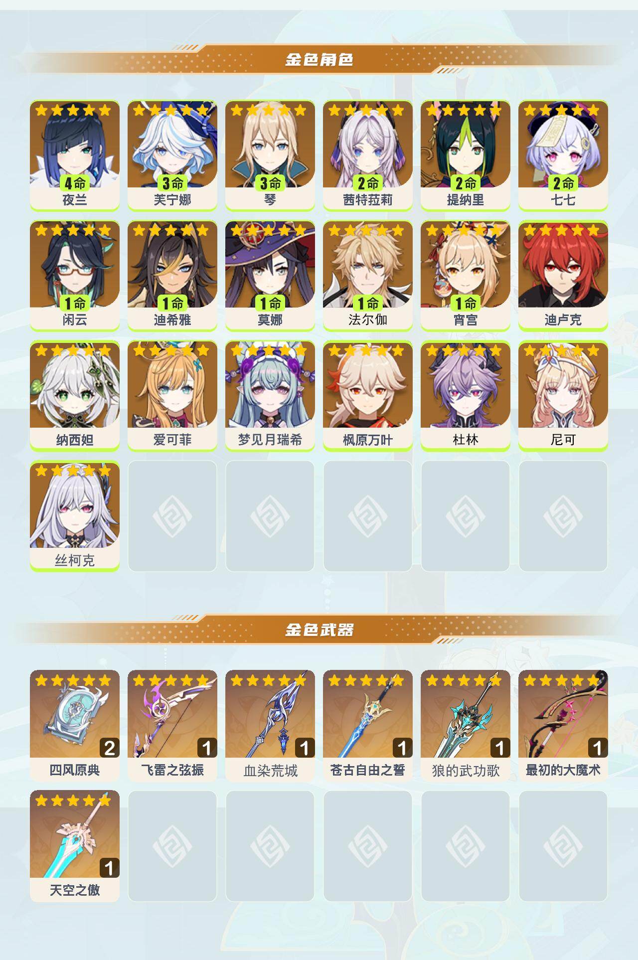 YSEY48555原神账号详情图3 YSEY48555原神账号详情图3