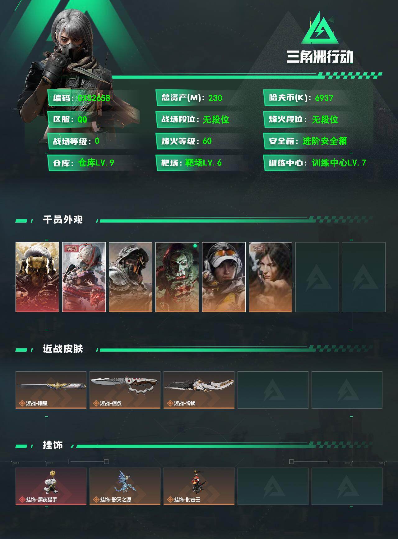 三角洲行动账号QQ【烽火60级 总资产230.1M 仓库大红多 蚀金玫瑰+红狼电锯惊魂+不破誓约+劳拉+金牌射手+维什