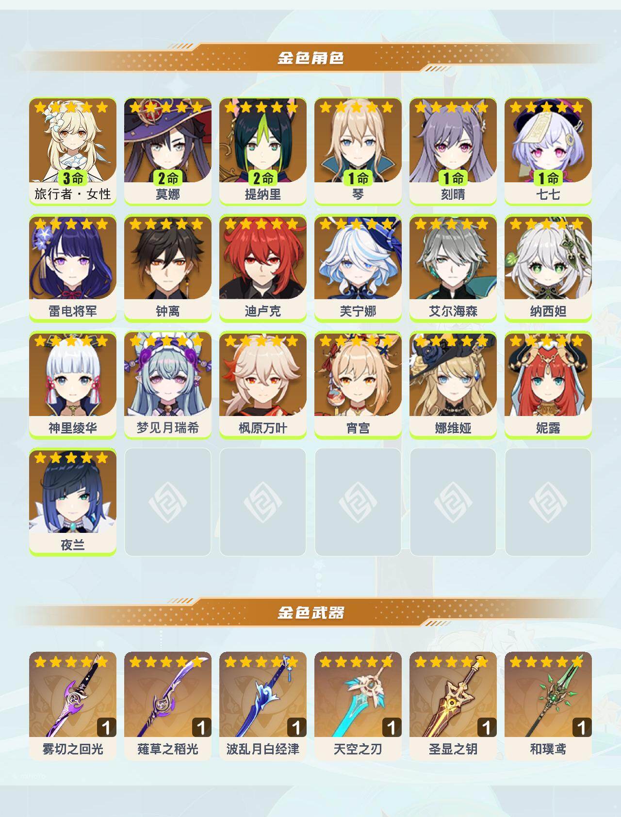 YSEY48651原神账号详情图3 YSEY48651原神账号详情图3