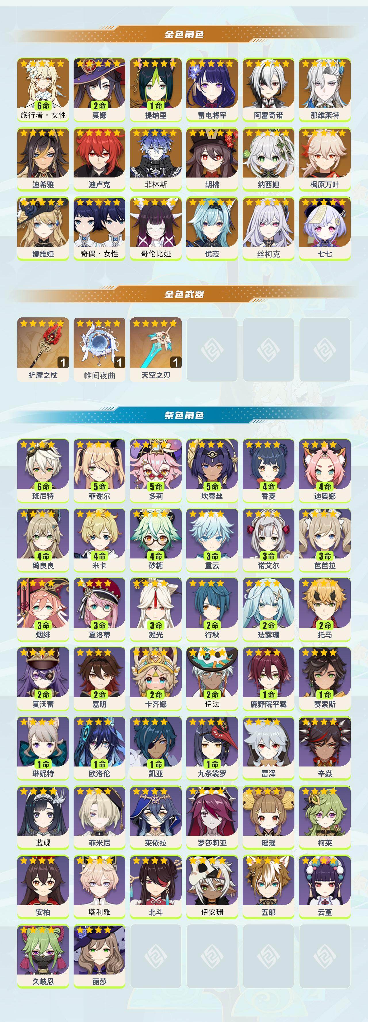 YSEY49585原神账号详情图2 YSEY49585原神账号详情图2