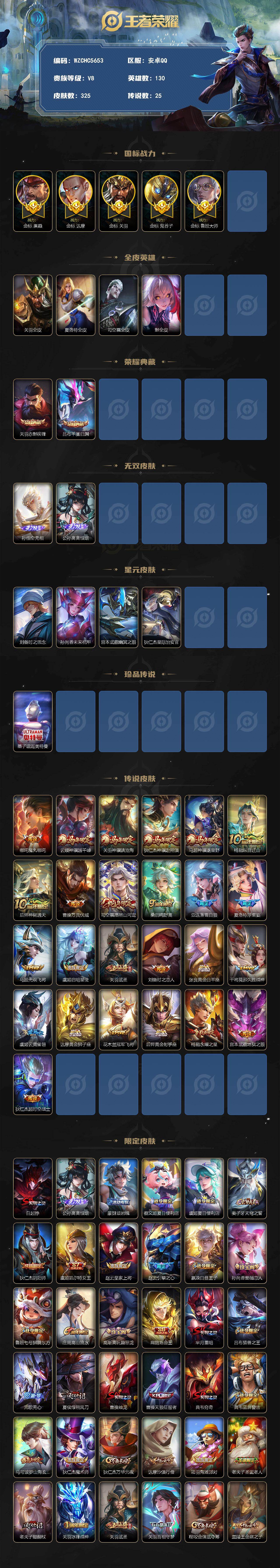 WZEY4587785王者荣耀账号详情图2 WZEY4587785王者荣耀账号详情图2
