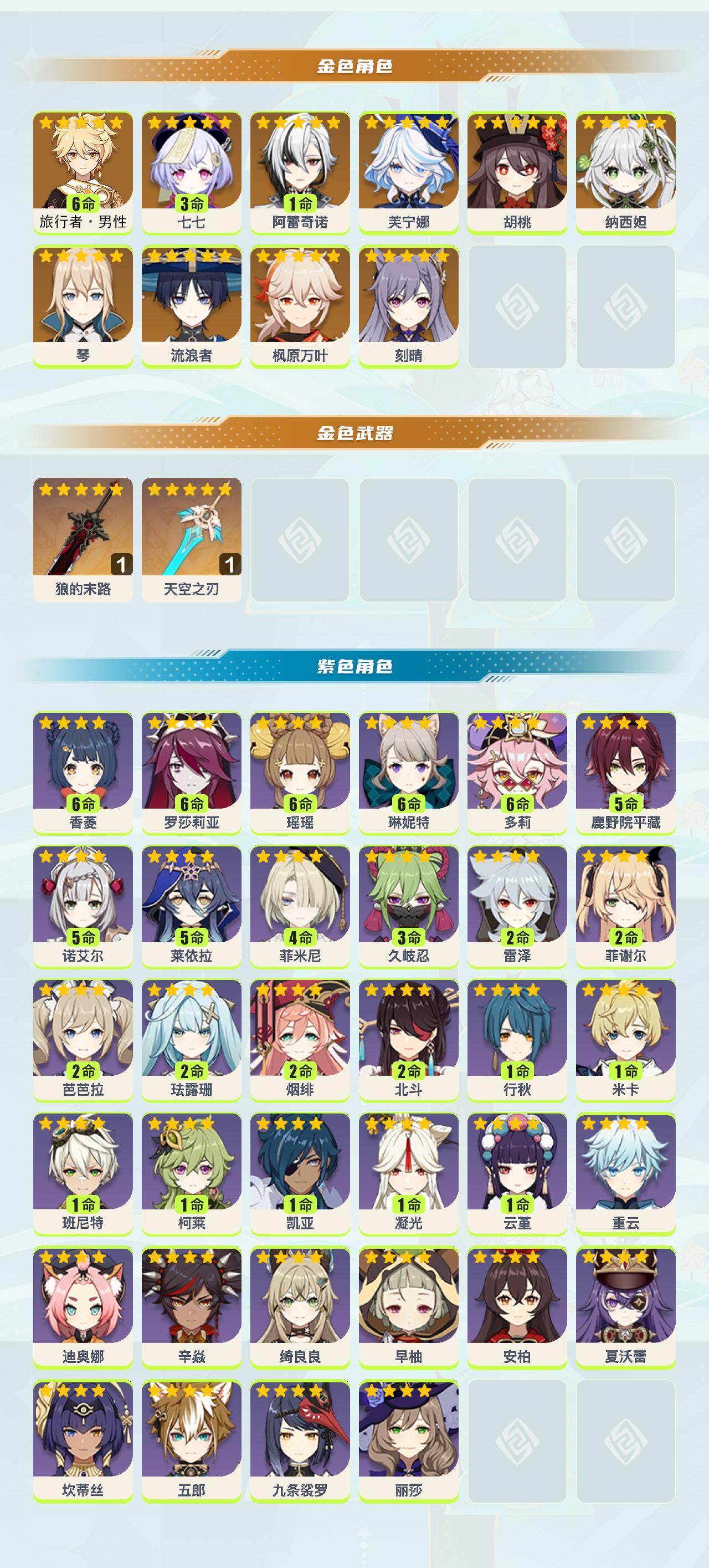 YSEY412297原神账号详情图2 YSEY412297原神账号详情图2