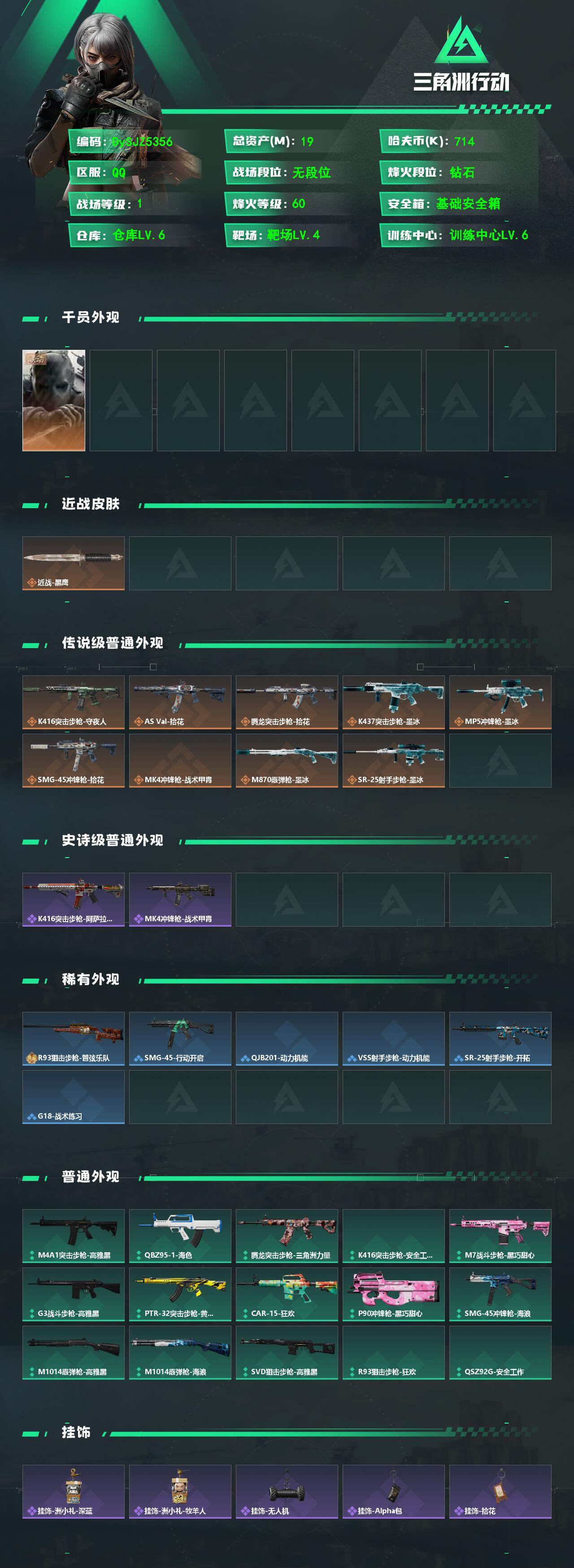 SJZYYT4316634三角洲行动账号详情图2 SJZYYT4316634三角洲行动账号详情图2