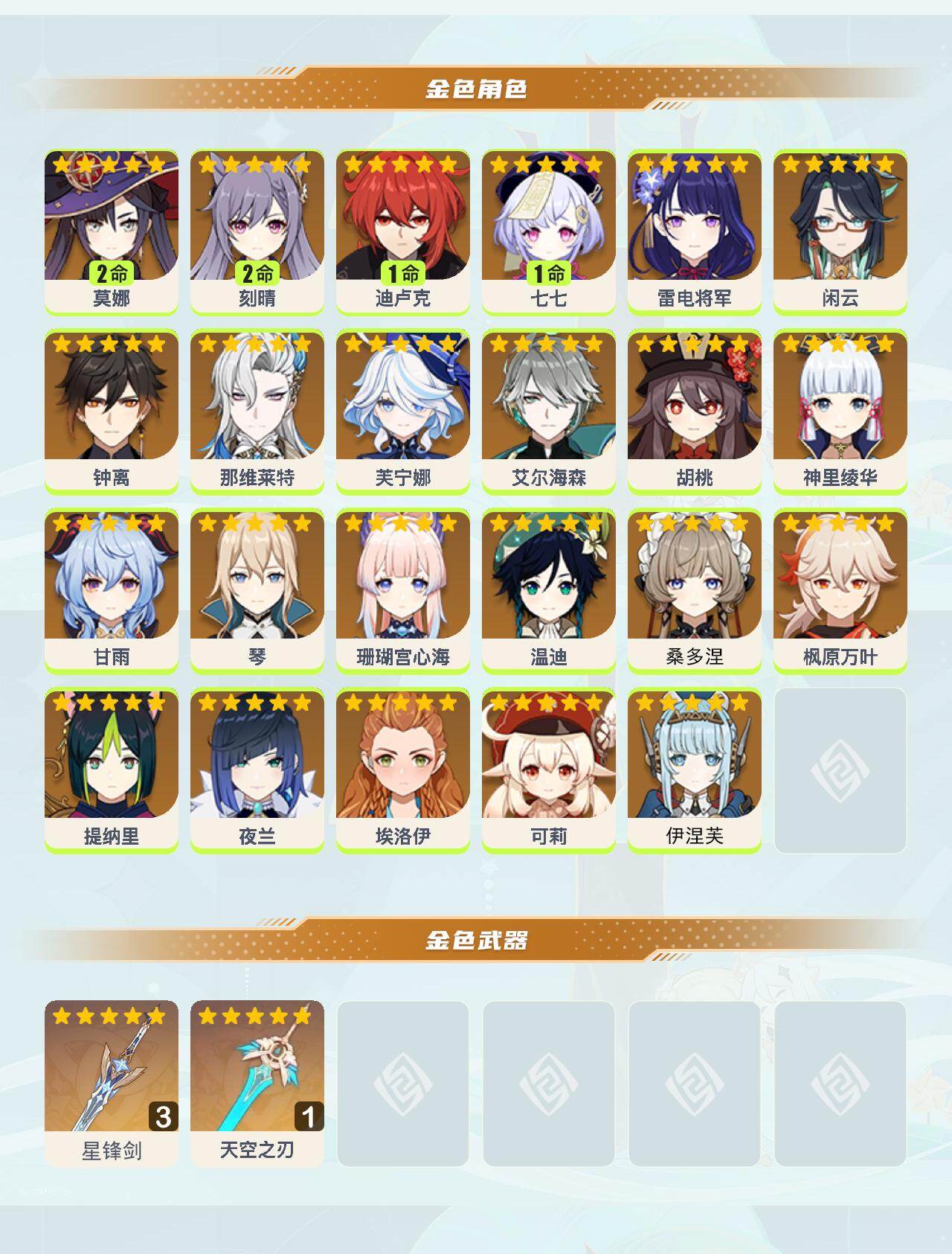 YSEY412599原神账号详情图3 YSEY412599原神账号详情图3