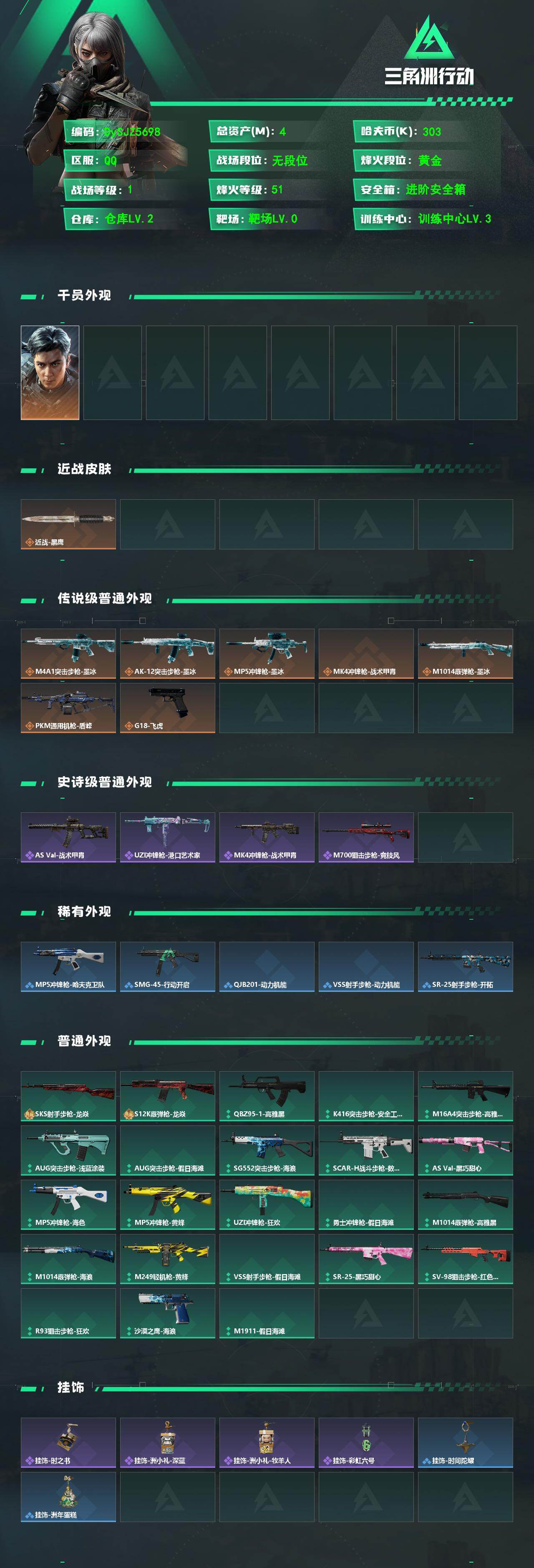 SJZYYT4333980三角洲行动账号详情图2 SJZYYT4333980三角洲行动账号详情图2