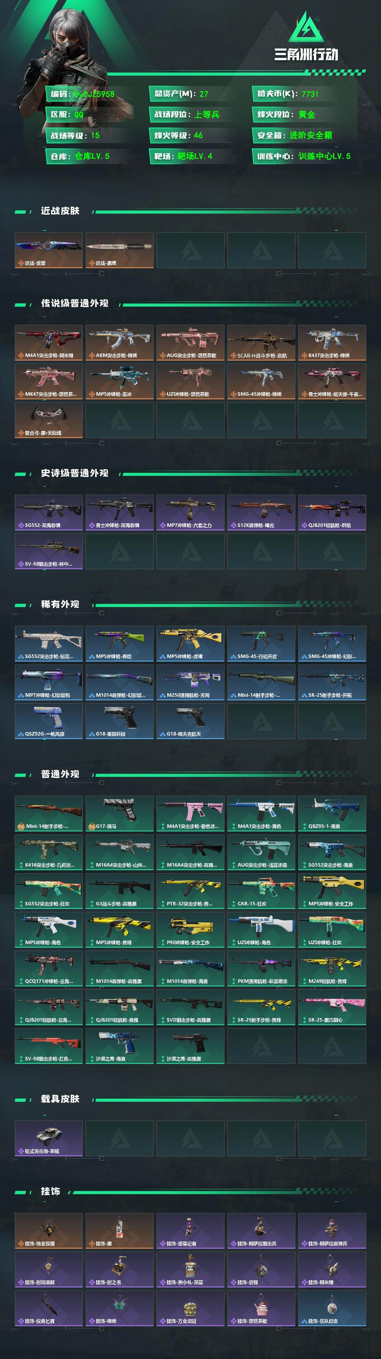 SJZYYT4347460三角洲行动账号详情图2 SJZYYT4347460三角洲行动账号详情图2
