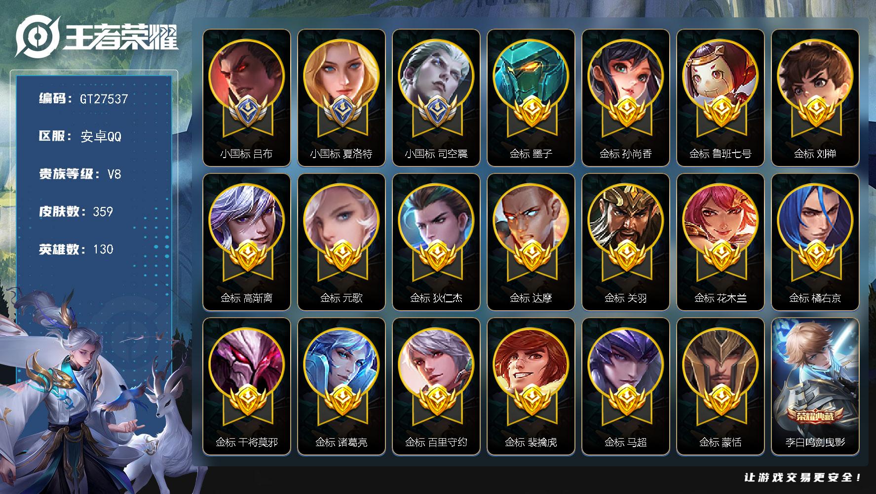 PX_2988898-可换绑【对抗路准V9号主推·差948点卷V9·77段对抗路·小国1.52万司空震·小国1.3万夏洛特·小国万战吕布·17金标·金标1.38万狄仁杰·金标1.2万花木兰关羽马超·金标1.1万孙尚香橘子·金标万战墨子元歌高渐离蒙恬·2典藏·3珍品·蛇年全套·超多限定】 3星传说 1天幕 15按键 29王者印记 满级铭文 无二次安卓QV8359皮肤2典藏皮肤3珍